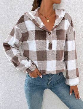 Brown & White Checkered Pullover