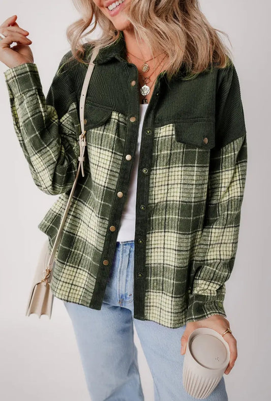 Green & White Plaid Shacket
