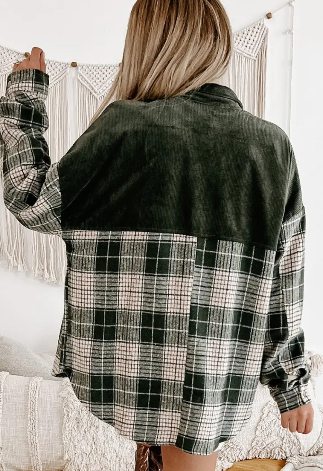 Green & White Plaid Shacket